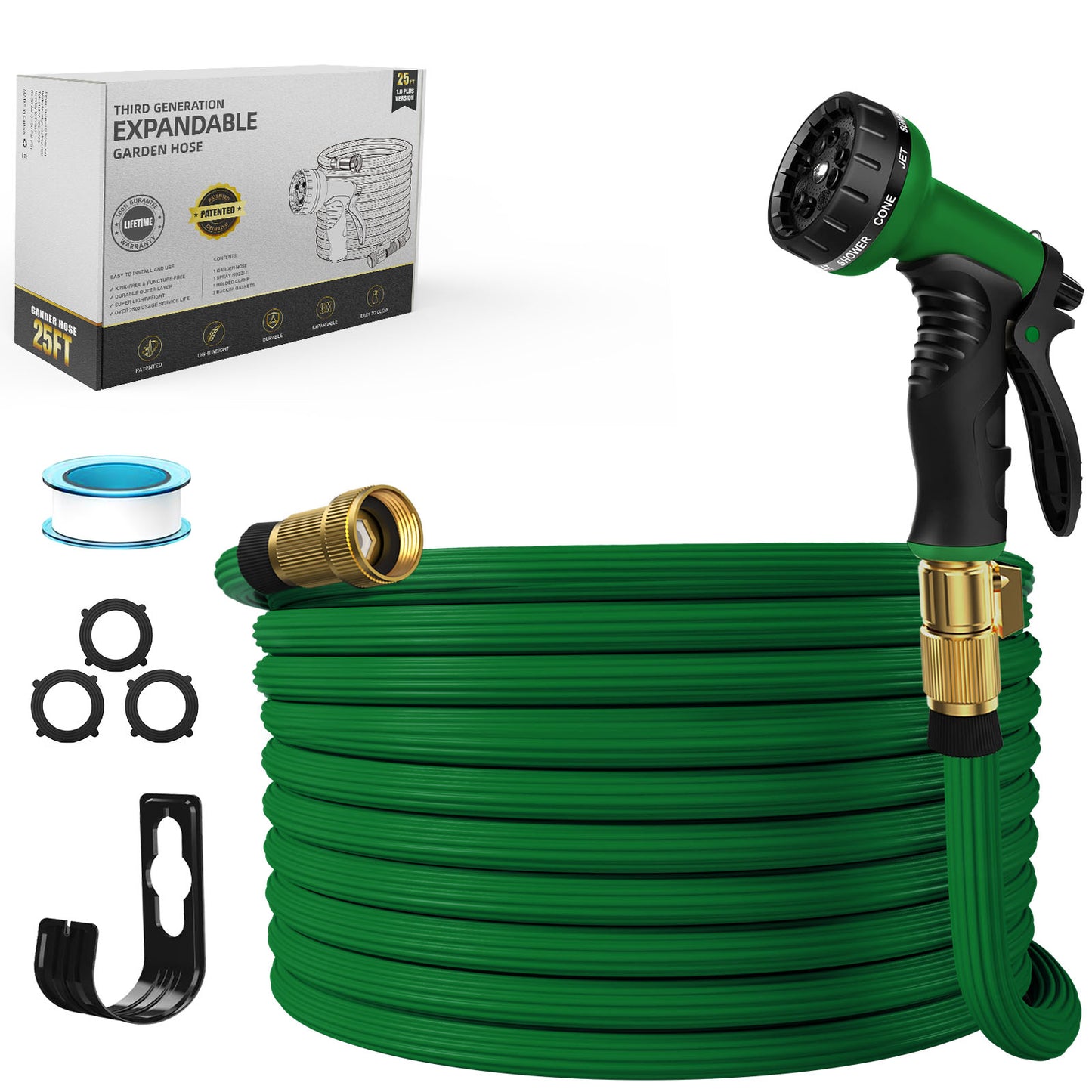 Ganewry Garden Hose 100ft, Expandable Garden Hose Leak-Proof with 40 Layers of Innovative Nano Rubber