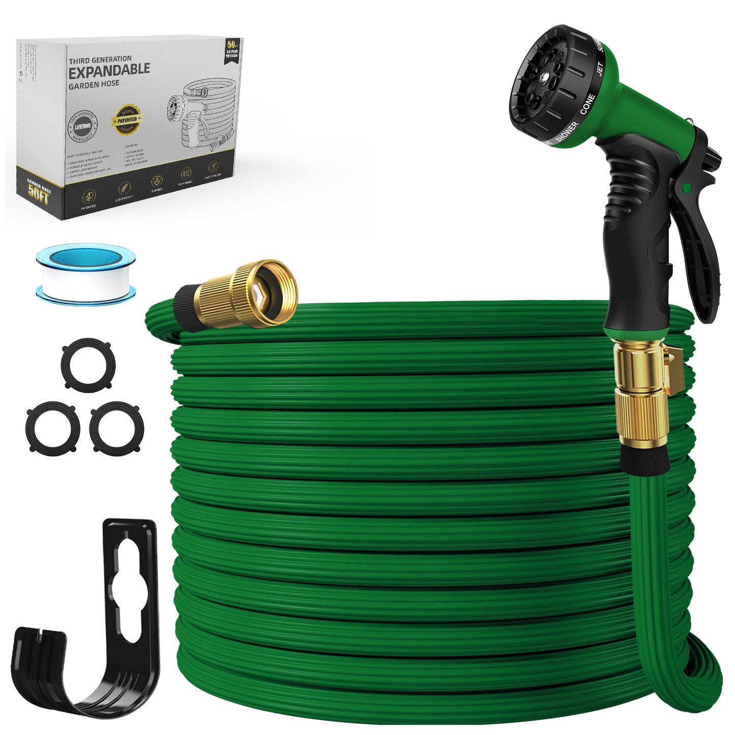 Ganewry Garden Hose 100ft, Expandable Garden Hose Leak-Proof with 40 Layers of Innovative Nano Rubber