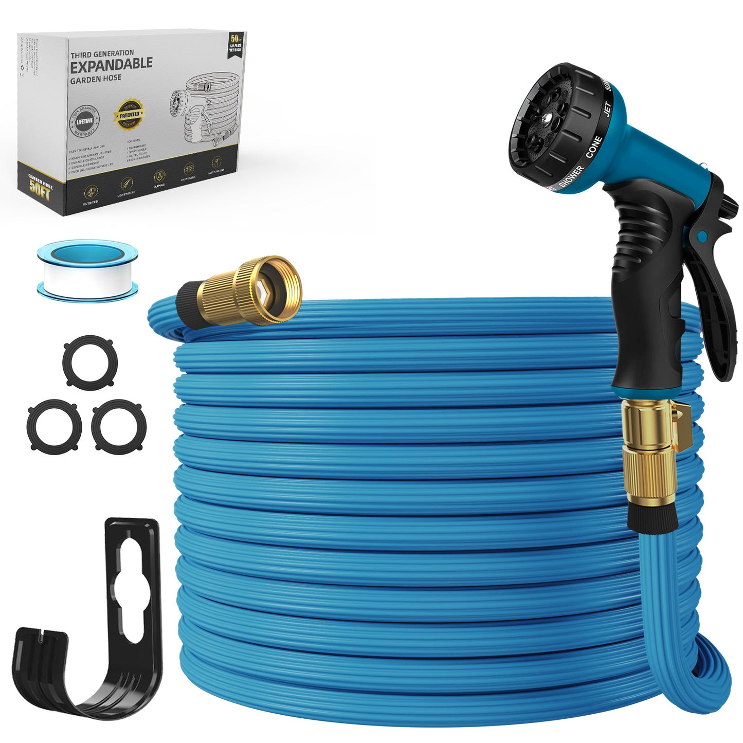 Ganewry Garden Hose 100ft, Expandable Garden Hose Leak-Proof with 40 Layers of Innovative Nano Rubber